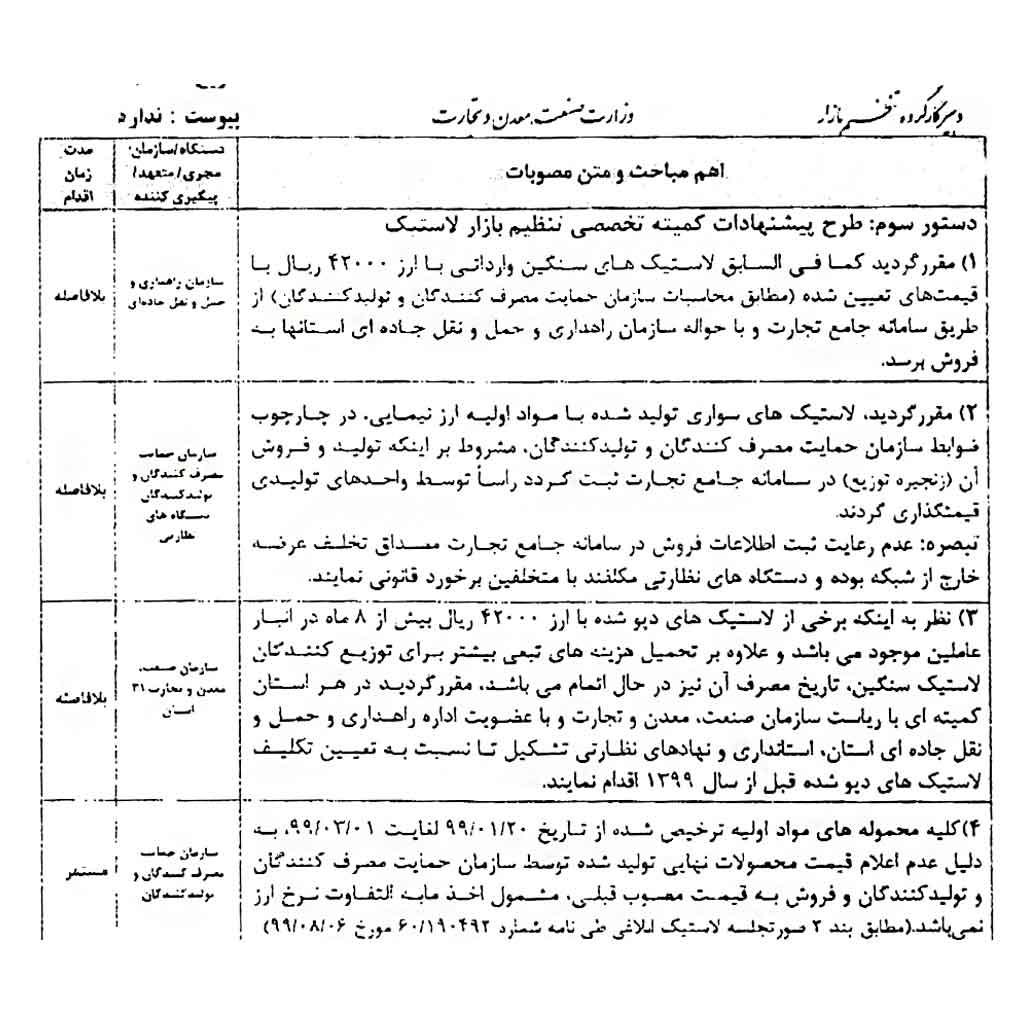 آزادسازی قیمت لاستیک